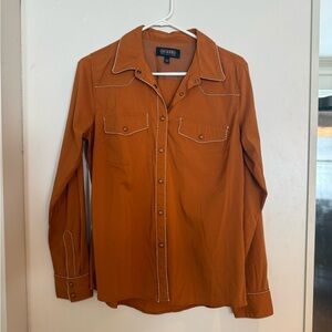 Shyanne Rust Orange Women's Long-Sleeve Button-Down Shirt